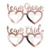 FUN GLASSES 'TEAM BRIDE & TEAM GROOM' ROSE GOLD 12.5X17X10.5CM 8PCS