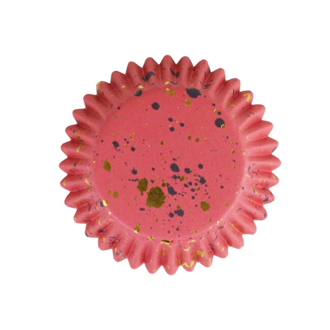 BAKING CUPS RED & GOLD FLECKS 50X70XH28MM 30PCS - Image 3