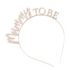 HEADBAND 'MUMMY TO BE' ROSE GOLD METAL 17XH19CM