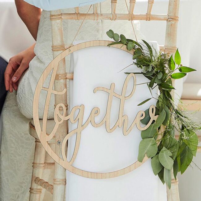 WOODEN HOOPS CHAIR SIGNS 'BETTER TOGETHER' 2X35CM - Image 3