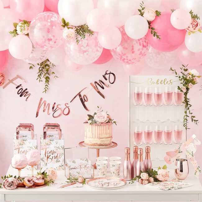 'TEAM BRIDE' PAPER PLATES FOILED ROSE GOLD FLORAL 24X24CM 8PCS - Image 3