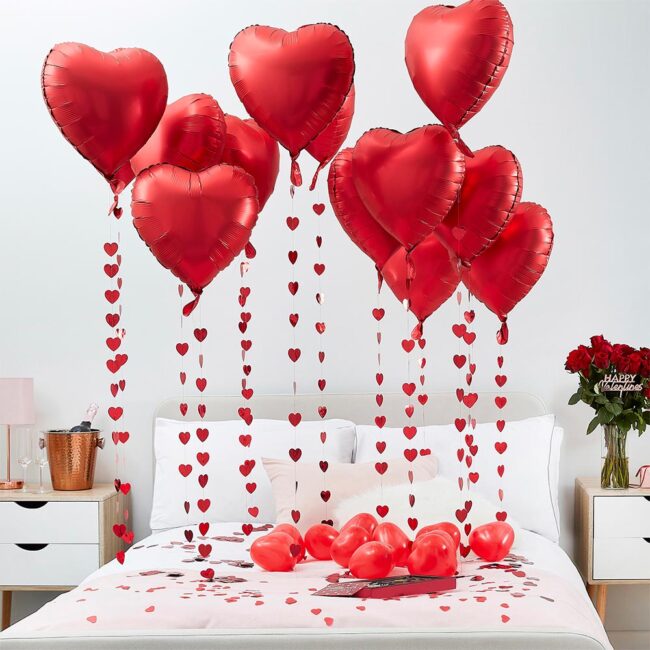 45 BALLOONS ARCH KIT RED, ROSE GOLD & PINK & HEART STREAMERS RED 2M - Image 3