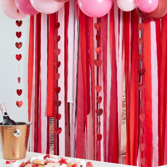 45 BALLOONS ARCH KIT RED, ROSE GOLD & PINK & HEART STREAMERS RED 2M - Image 4