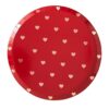 RED PLATES WITH ROSE GOLD FOILED HEARTS 24.5X24.5CM 8PCS