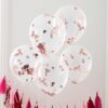 HEART SHAPED CONFETTI BALLOONS ROSE GOLD 12'' 5PCS - Image 2