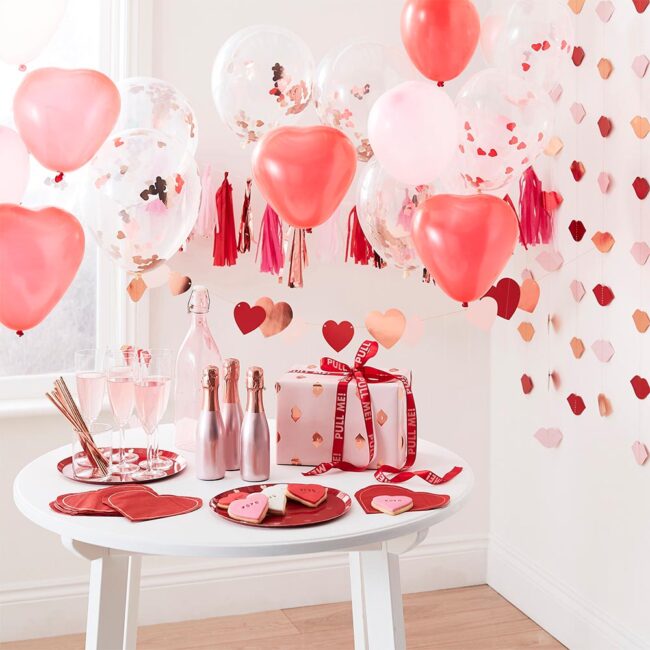 HEART SHAPED CONFETTI BALLOONS ROSE GOLD 12'' 5PCS - Image 3