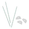 STRIPPED PAPER STRAWS 3D & CLOUD FLAGS MINT GREEN & WHITE 0.5X19.5CM 16PCS