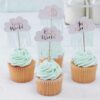 'HELLO WORLD' CUPCAKE TOPPERS MINT & ROSE GOLD 6X11CM 10PCS - Image 2