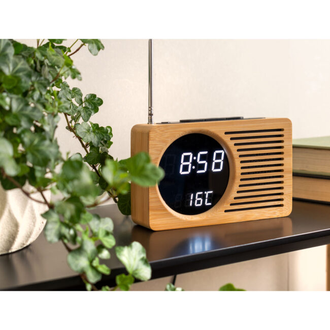 ALARM CLOCK RETRO RADIO BAMBOO 16X7XH10CM - Image 5