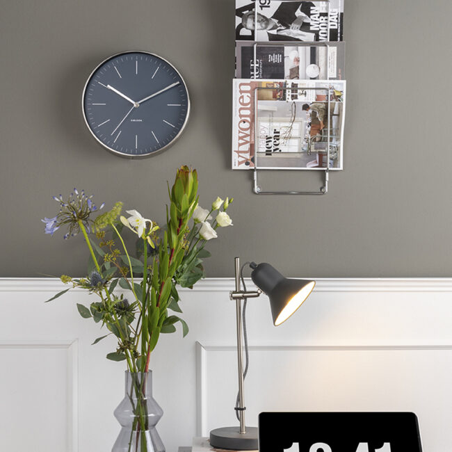 WALL CLOCK MINIMAL NICKEL DIAL NIGHT BLUE D27.5X5CM - Image 3