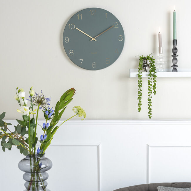 WALL CLOCK CHARM ENGRAVED NUMBERS JUNGLE GREEN D40X3.5CM - Image 4