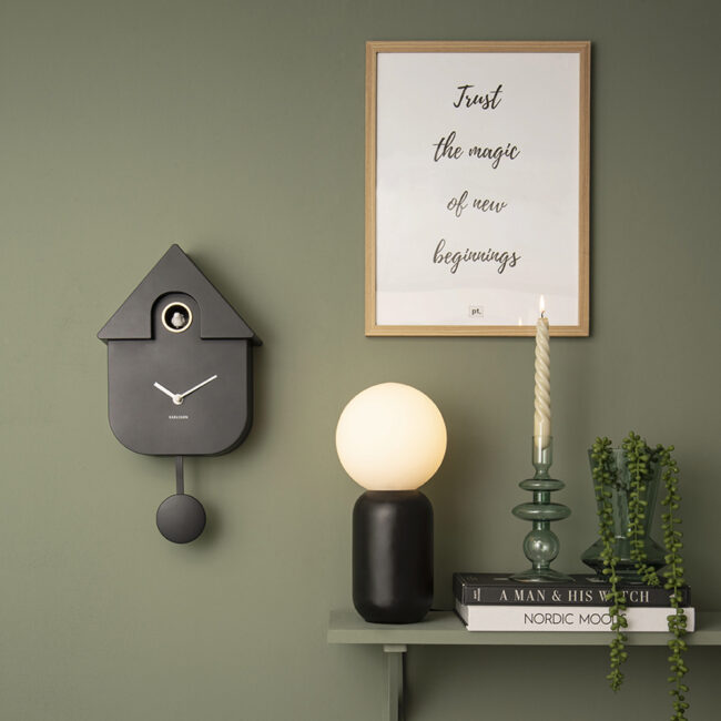 WALL CLOCK MODERN CUCKOO ABS BLACK 21.5X8.5X41CM - Image 4