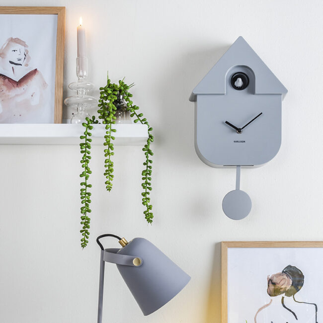 WALL CLOCK MODERN CUCKOO ABS GREY 21.5X8.5X41CM - Image 3