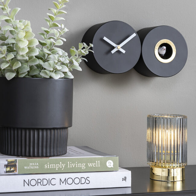 WALL CLOCK DUO CUCKOO MATT BLACK 26X7.2X13CM - Image 3
