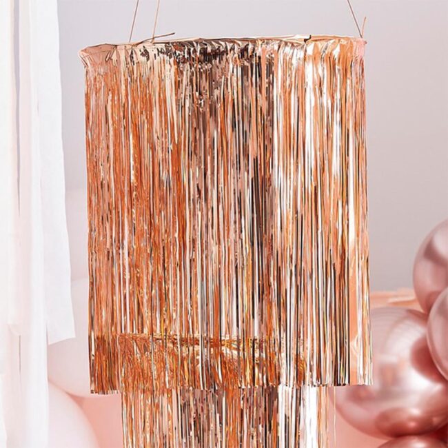 HANGING FRINGE CHANDELIER HOOPS ROSE GOLD 40XH130CM - Image 3
