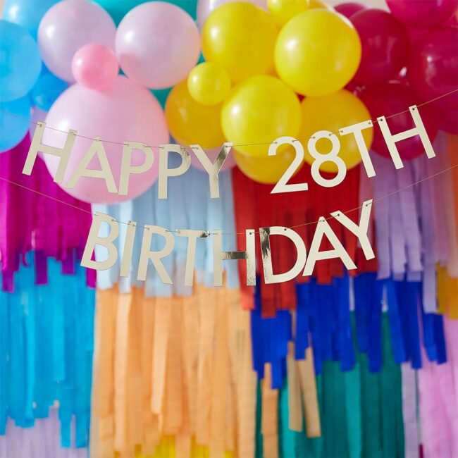 'HAPPY BIRTHDAY' BUNTING GOLD 150X11CM & 7 GOLD NUMBERS - Image 3