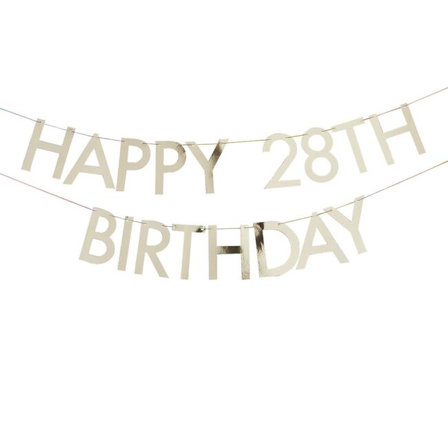 'HAPPY BIRTHDAY' BUNTING GOLD 150X11CM & 7 GOLD NUMBERS