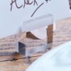 CLEAR ACRYLIC PLACE 4 CARD HOLDERS & 4 SQUARE PLACE CARDS 1.5X3X3CM - Image 3