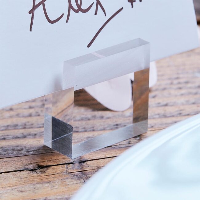 CLEAR ACRYLIC PLACE 4 CARD HOLDERS & 4 SQUARE PLACE CARDS 1.5X3X3CM - Image 3