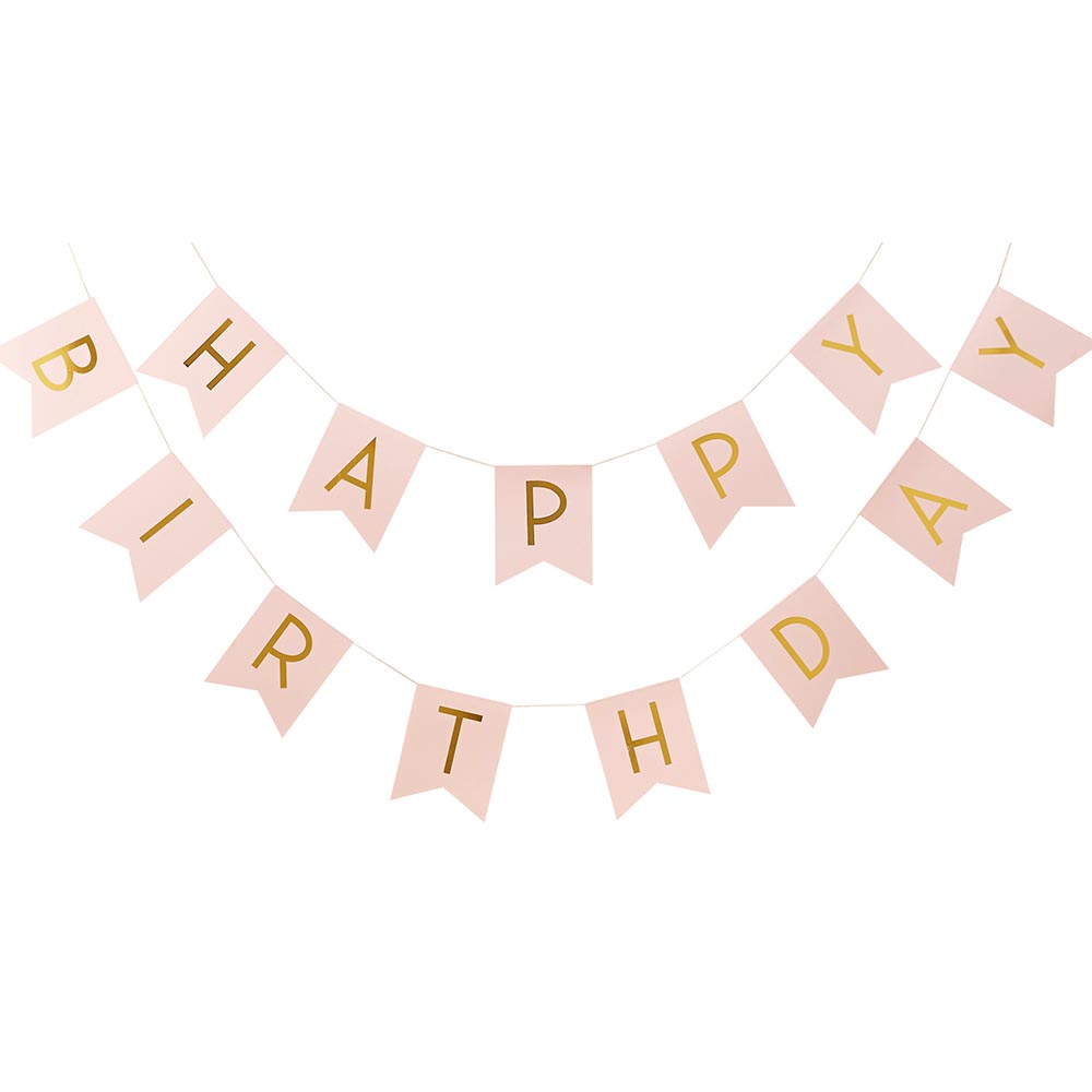 Pastel Blue and Gold Foiled Happy Birthday Bunting Banner