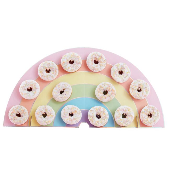 DONUT WALL RAINBOW 14 WOODEN DOWELS WITH 2 FEET STANDS 64.5X32.5CM