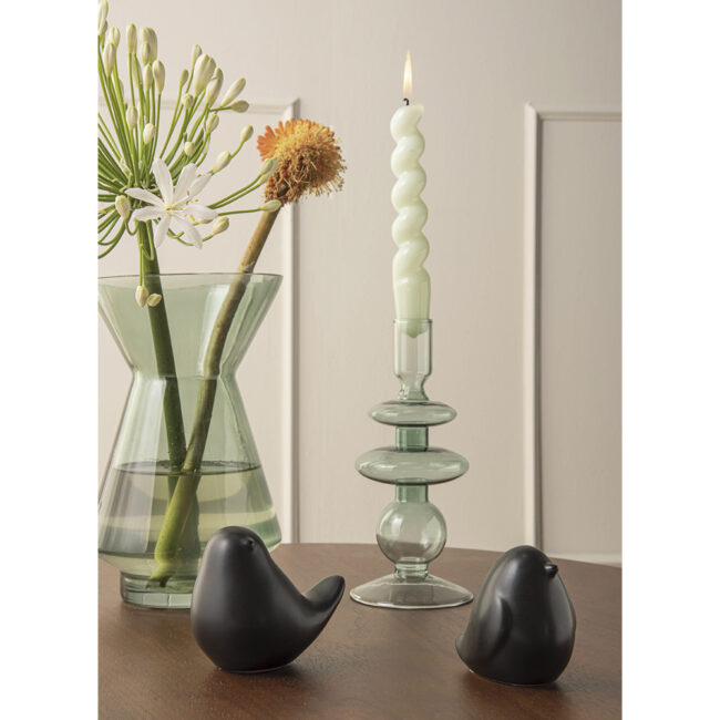 CANDLEHOLDER CLASS ART RINGS MEDIUM GREEN D8.5X19.5CM - Image 2
