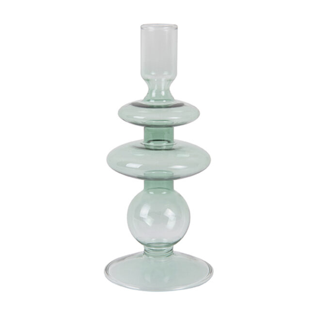 CANDLEHOLDER CLASS ART RINGS MEDIUM GREEN D8.5X19.5CM