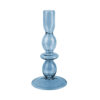 CANDLEHOLDER GLASS ART BUBBLES MEDIUM DARK BLUE D8.5X18CM