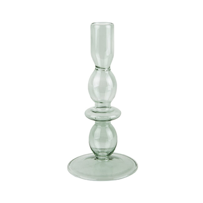 CANDLE HOLDER GLASS ART BUBBLES MEDIUM JUNGLE GREEN D8.5X18CM