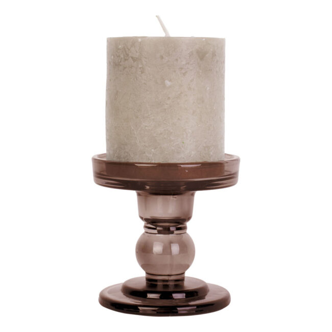 CANDLEHOLDER GLASS ART CHOCOLATE BROWN D8.5X8.5X9CM - Image 2