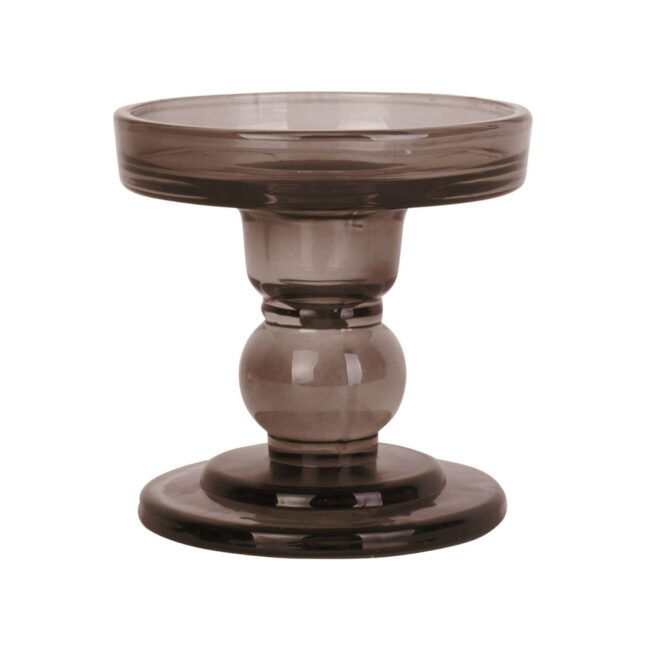 CANDLEHOLDER GLASS ART CHOCOLATE BROWN D8.5X8.5X9CM