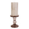 CANDLEHOLDER GLASS ART MEDIUM CHOCOLATE BROWN D8.5X8.5X11.5CM - Image 2