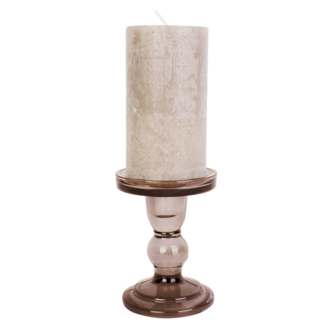 CANDLEHOLDER GLASS ART MEDIUM CHOCOLATE BROWN D8.5X8.5X11.5CM - Image 2