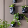 WALL PLANTER OVAL MARBLE PRINT BLACK 14.8X7CM - Image 3