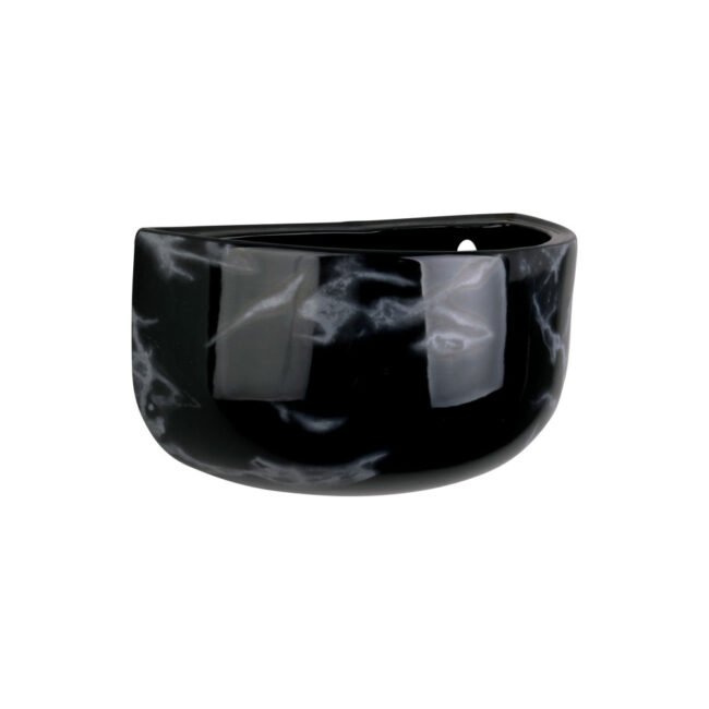 WALL PLANTER OVAL WIDE MARBLE PRINT BLACK 10.8X9.5CM - Image 3