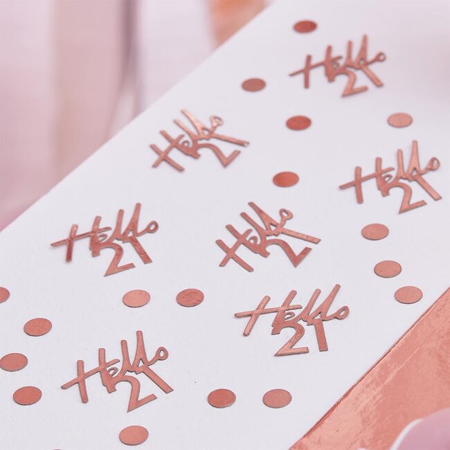 CONFETTI 'HELLO 21' 4CM & MINI CIRCLES 1CM ROSE GOLD 13GR - Image 3