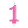 BIRTHDAY CANDLE NUMBER 1 METALLIC PINK 7CM