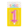 BIRTHDAY CANDLE NUMBER 1 METALLIC PINK 7CM - Image 2
