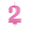 BIRTHDAY CANDLE NUMBER 2 METALLIC PINK 7CM