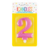 BIRTHDAY CANDLE NUMBER 2 METALLIC PINK 7CM - Image 2