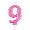 BIRTHDAY CANDLE NUMBER 9 METALLIC PINK 7CM