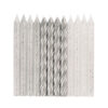 SPIRAL BIRTHDAY CANDLES GLITTER SILVER H6CM 24PCS