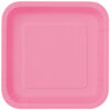 PAPER SQUARE PLATES PINK 22.86CM