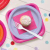 PAPER SQUARE PLATES PINK 22.86CM - Image 2