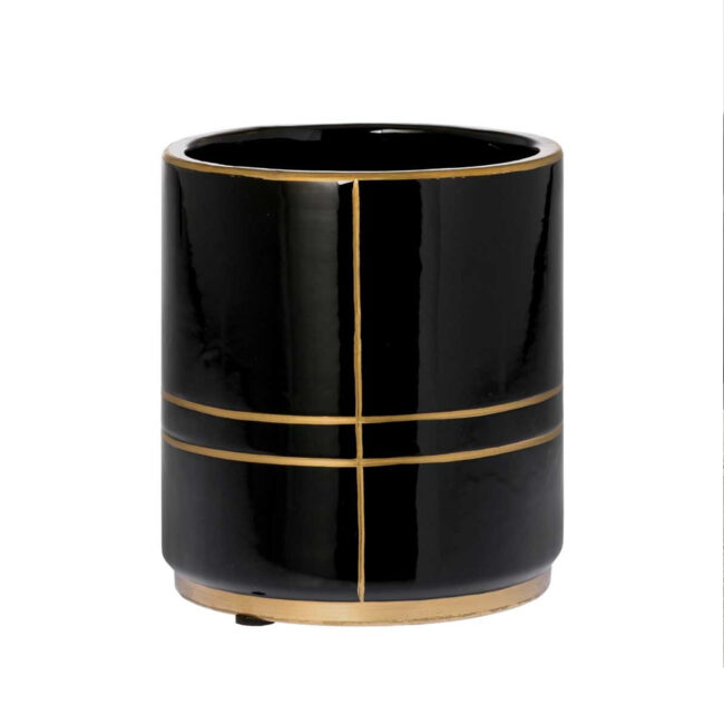 FLOWER CERAMIC POT SUUS BLACK 15.5X15.5X17.5CM