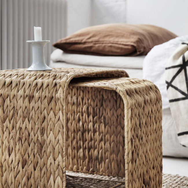 SET OF 2 SIDE TABLE LILY NATURAL 40X28X37CM 44X32X40CM