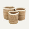 LARGE CYLINDER SEAGRASS-JUTE BASKETS EMIL WHITE