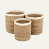 SET OF 3 CYLINDER SMALL BASKETS EMIL WHITE 12X14CM 14X15CM 16X17CM