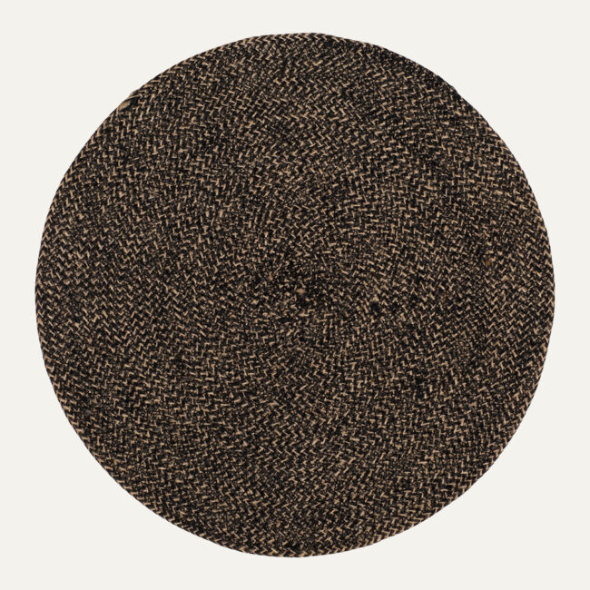 PLACEMAT ELLA ROUND BLACK & NATURAL D38CM