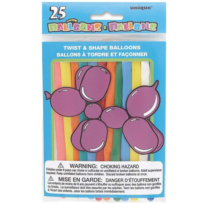 BALLOONS TWIST & SHAPE ANIMAL COLORFUL 13X2.5X20.3CM 25PCS